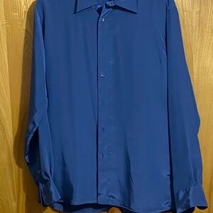 Oleg Cassini Sport Men's Deep Blue Casual Button Down Shirt